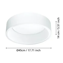 Plafoniere Moderne-Eglo marghera plafoniera cucina 45cm 25w 3000k dimmerabile bianco moderna rotonda