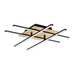 Plafoniere Moderne-Eglo marinello plafoniera led 26w 3000k in legno nera design moderna