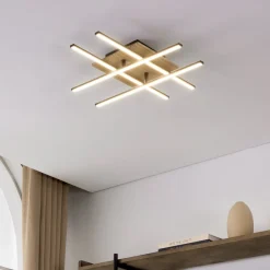 Plafoniere Moderne-Eglo marinello plafoniera led 26w 3000k in legno nera design moderna