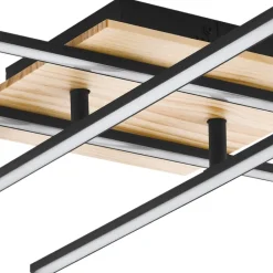 Plafoniere Moderne-Eglo marinello plafoniera led 26w 3000k in legno nera design moderna
