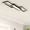 Plafoniere Moderne-Eglo monirote plafoniera nera led 3000k a 6500k dimmerabile