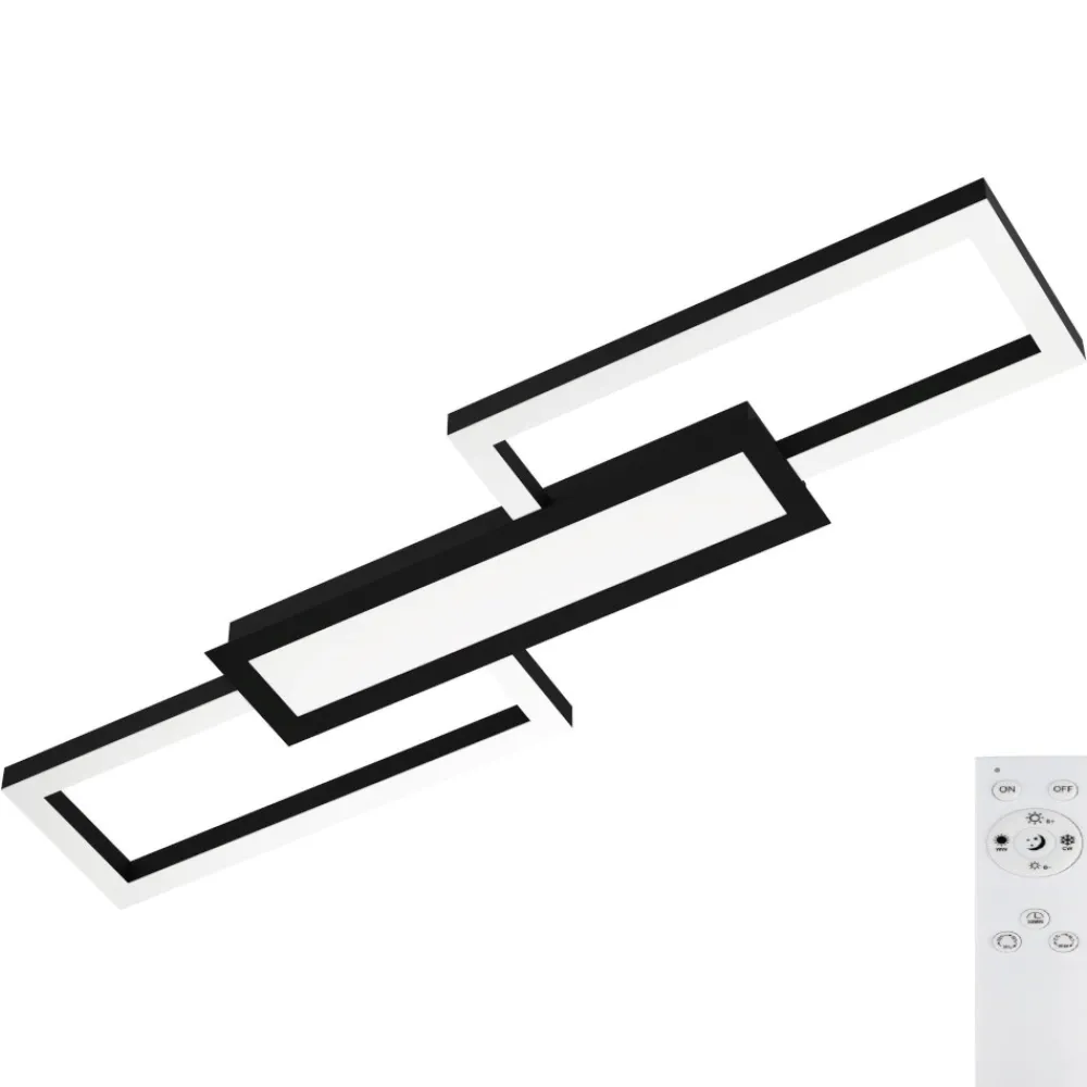Plafoniere Moderne-Eglo monirote plafoniera nera led 3000k a 6500k dimmerabile