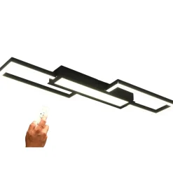 Plafoniere Moderne-Eglo monirote plafoniera nera led 3000k a 6500k dimmerabile