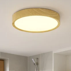 Plafoniere Bagno-Eglo musurita plafoniera da bagno rotonda effetto legno led 3000k ip44