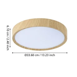Plafoniere Bagno-Eglo musurita plafoniera da bagno rotonda effetto legno led 3000k ip44