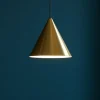 Lampade A Sospensione-Eglo narices lampada dorata a sospensione per isola cono oro ottone