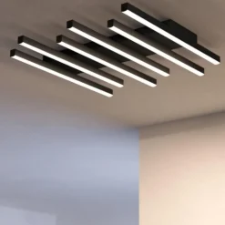 Plafoniere Moderne-Eglo padulari plafoniera led 3000k-6000k nera design moderna con telecomando