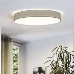 Plafoniere Moderne-Eglo pasteri plafoniera moderna tonda tessuto tortora 57 cm