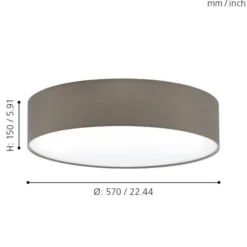 Plafoniere Moderne-Eglo pasteri plafoniera moderna tonda tessuto tortora 57 cm