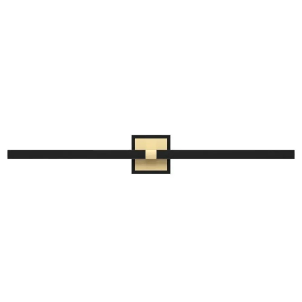 Applique Da Bagno-Eglo peguera applique da bagno ip44 colore nero oro per specchio led 3000k