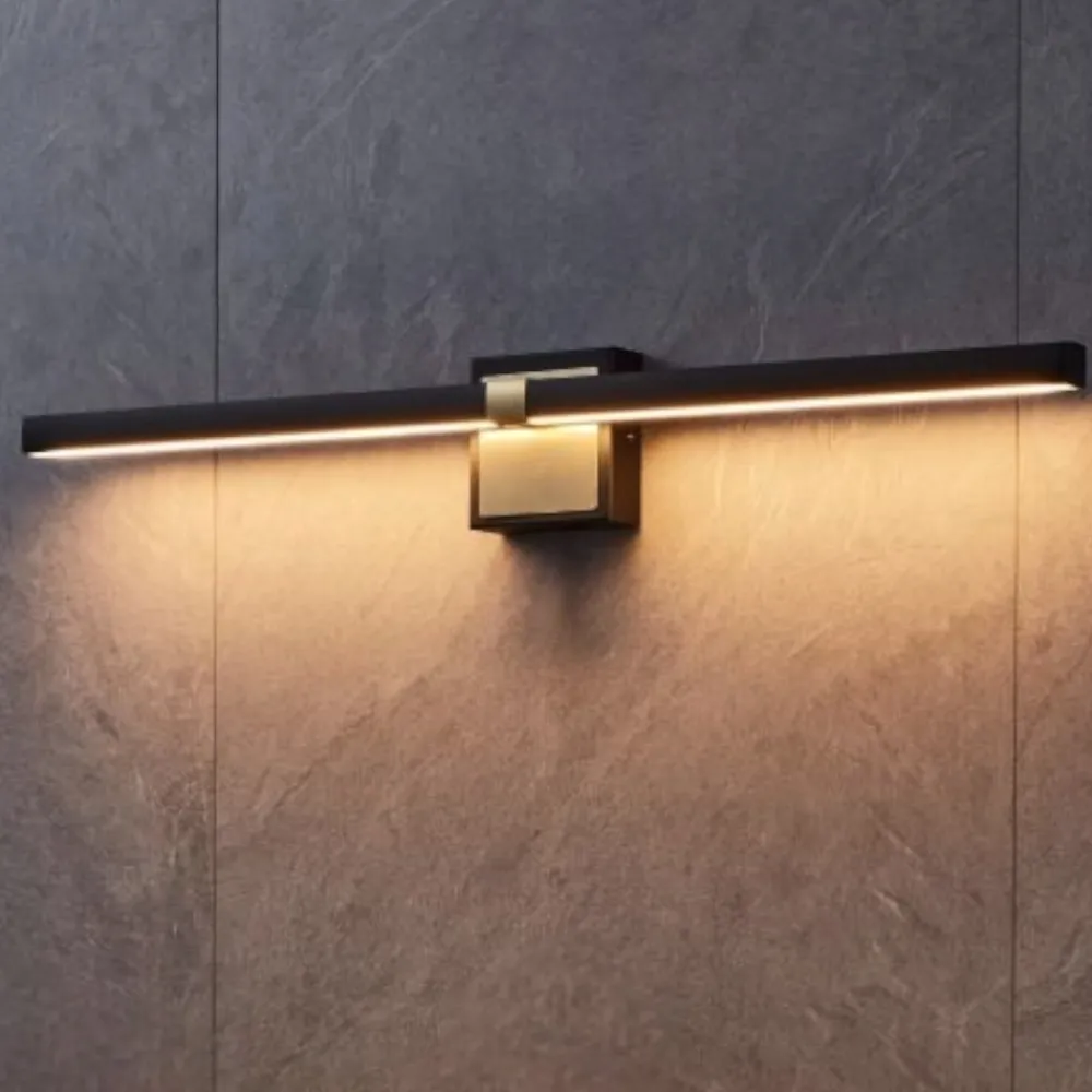 Applique Da Bagno-Eglo peguera applique da bagno ip44 colore nero oro per specchio led 3000k