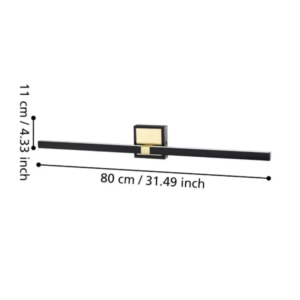 Applique Da Bagno-Eglo peguera applique da bagno ip44 colore nero oro per specchio led 3000k