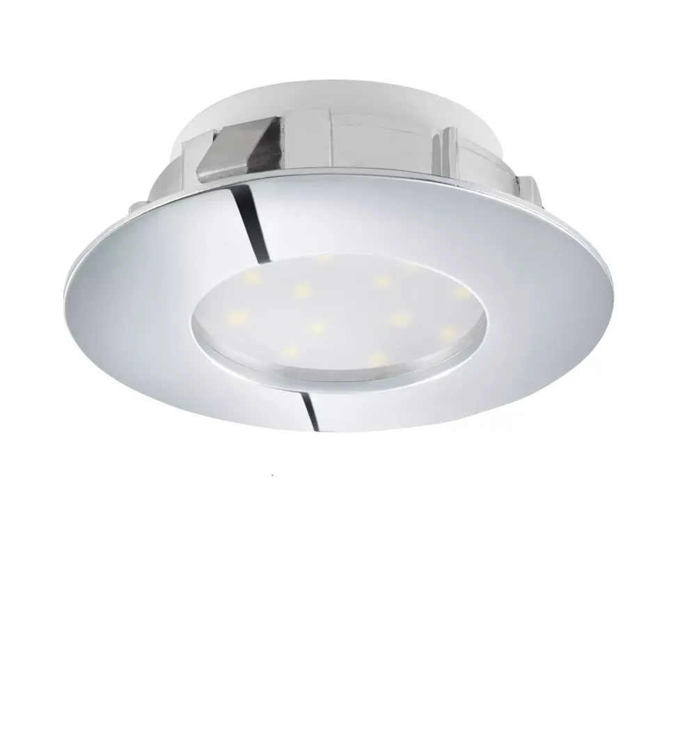 Faretti Da Incasso-Eglo pineda faretto da incasso per bagno doccia 6w 3000k cromo rotondo