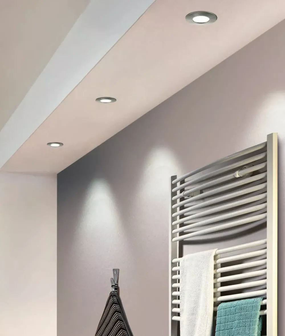 Faretti Da Incasso-Eglo pineda faretto da incasso per bagno doccia 6w 3000k cromo rotondo