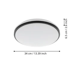 Plafoniere Bagno-Eglo pinetto plafoniera da bagno rotonda bianca e nera led 4000k ip44