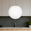Lampadari Cucina-Eglo rondo lampadario pendente per cucina sfera vetro bianco