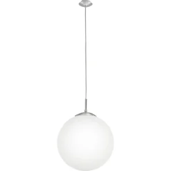 Lampadari Cucina-Eglo rondo lampadario pendente per cucina sfera vetro bianco
