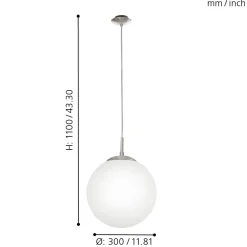 Lampadari Cucina-Eglo rondo lampadario pendente per cucina sfera vetro bianco