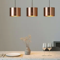 Lampadari Moderni-Eglo saganto lampadario cilindri rame per tavolo soggiorno