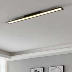 Plafoniere Moderne-Eglo salobrena plafoniera led 2700k-6500k nera dimmerabile controllo remoto app smart