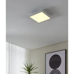 Plafoniere Moderne-Eglo salobrena plafoniera led dimmerabile 2700k-65000k quadrata controllo remoto app