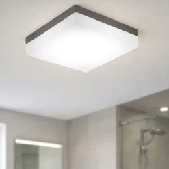 Plafoniere Bagno-Eglo sonella plafoniera antracite led 8w 3000k quadrata per esterno