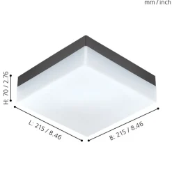 Plafoniere Bagno-Eglo sonella plafoniera antracite led 8w 3000k quadrata per esterno