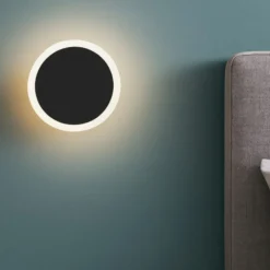 Applique Camera Da Letto-Eglo talamello applique camera da letto rotonda nera led 12w 3000k