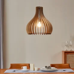 Lampadari Cucina-Eglo tindori lampadario da cucina per penisola moderna legno acero