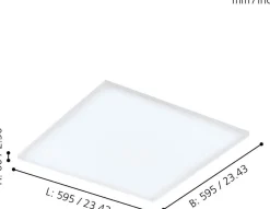 Plafoniere Moderne-Eglo turcona plafoniera led 60x60 33w 4000k quadrata bianca per cucina