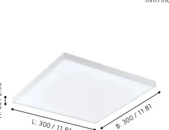 Plafoniere Moderne-Eglo turcona plafoniera led 30x30 11w 4000k quadrata moderna bianca