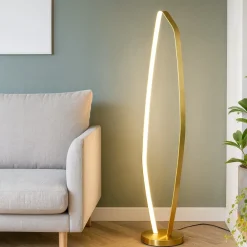 Lampade Da Terra-Eglo vallerosa lampada da terra oro ottone design moderna led 25w 3000k