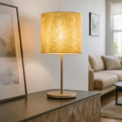 Lampade Da Tavolo-Eglo viserbella lampada da tavolo paralume foglia oro per soggiorno