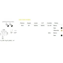 Illuminazione A Binario-Ideal Lux Ego faretti led lineare 16w 3000k osram bianco orientabili binario monofase 48v on-off