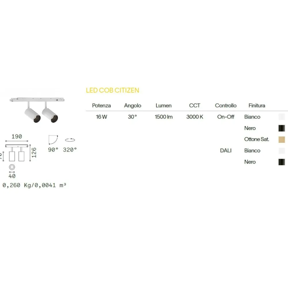 Illuminazione A Binario-Ideal Lux Ego faretti led lineare 16w 3000k osram bianco orientabili binario monofase 48v on-off