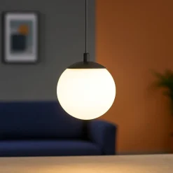 Lampade A Sospensione-Ideal Lux Ego lampada a sospensione nera sfera vetro per binario monofase led 3000k