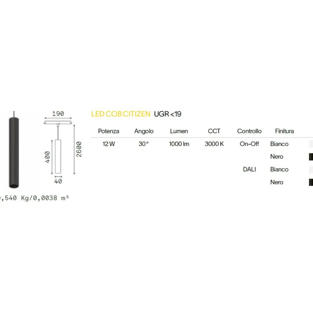 Illuminazione A Binario-Ideal Lux Ego lampada a sospensione led 13w 4000k nero per binario monofase