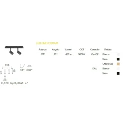 Illuminazione A Binario-Ideal Lux Ego track bianco faretti orientabili led 5w 3000k