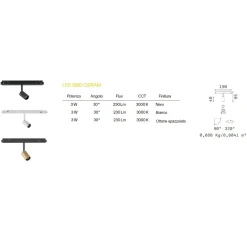 Illuminazione A Binario-Ideal Lux Ego track faretto led 3w 30000k osram nero orientabile per binario monofase 48v