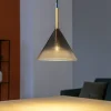 Lampade A Sospensione-Ideal Lux Empire sp1 cono lampada a sospensione vetro fume g9 led