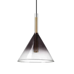 Lampade A Sospensione-Ideal Lux Empire sp1 cono lampada a sospensione vetro fume g9 led