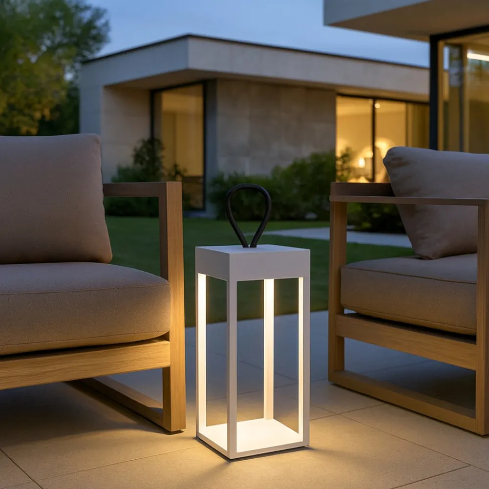 Lampade Da Esterno Giardino-Ideal Lux Enya tl lampada da tavolo bianca per esterno portatile led ip54