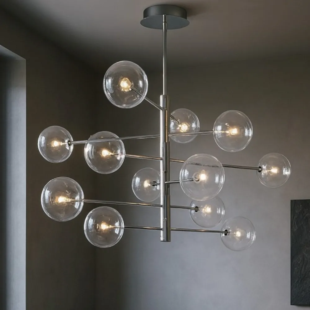 Lampadari Moderni-Ideal Lux Equinoxe sp12 cromo lampadario design moderno soggiorno