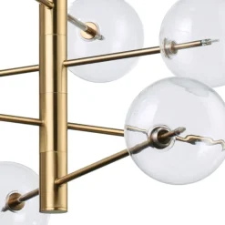Lampadari Moderni-Ideal Lux Equinoxe sp12 ottone lampadario design bocce vetro trasparenti