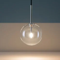 Lampade A Sospensione-Ideal Lux Equinoxe sp1 d25 cromo lampada sfera boccia vetro