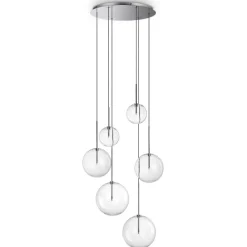Lampadari Moderni-Ideal Lux Equinoxe sp6 lampadario a cascata con sfere di vetro moderno