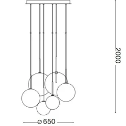 Lampadari Moderni-Ideal Lux Equinoxe sp6 lampadario a cascata con sfere di vetro moderno