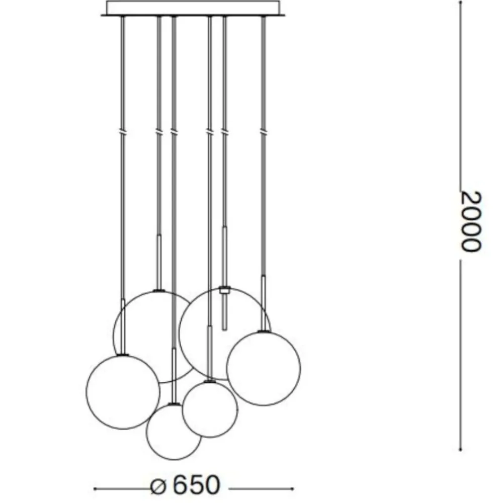 Lampadari Moderni-Ideal Lux Equinoxe sp6 lampadario a cascata con sfere di vetro moderno