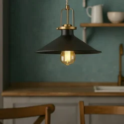 Lampade A Sospensione-Ideal Lux Eris-3 sp1 lampadario da cucina nero rustico