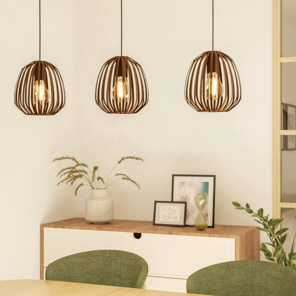 Lampadari Cucina-Eglo Espinal lampadario da cucina colore marrone 3 luci